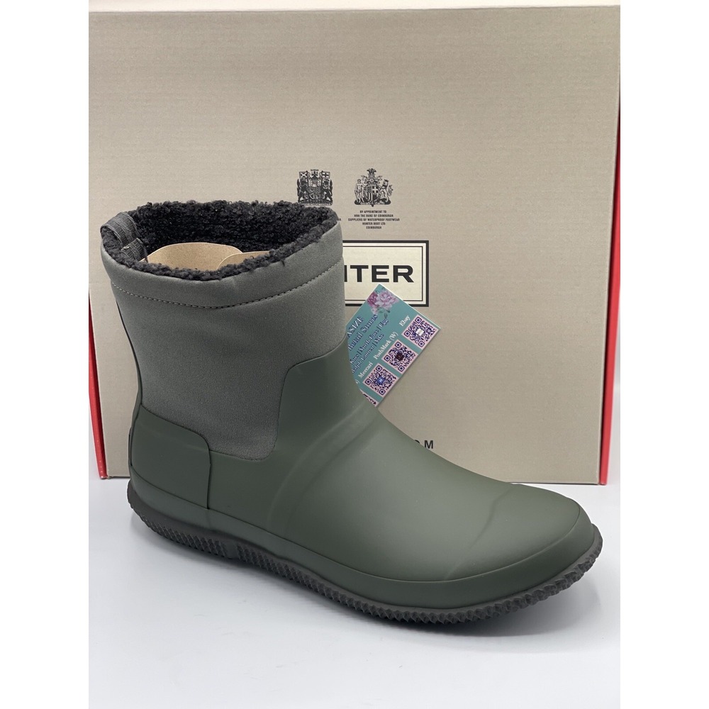 Hunter Original Roll-Top Sherpa Insulated Boots Olive Green Sz 12 Waterproof NWT